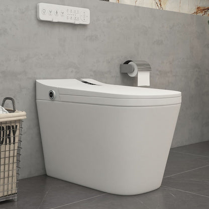 White Smart Toilet One-Piece Square with Intelligent Automatic Cover and Remote Control