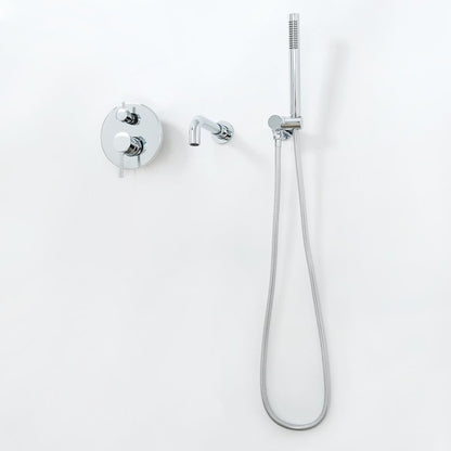 Stev Modern Wall-Mount Swivel Bath Filler Mixer Tap with Handshower in Polished Chrome